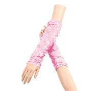 Sparkling Scales Print Fingerless Arm Warmers for Women - Glamorous Party Wear Long Sleeve Fingerless Gloves Ideal for Festive Occasions Dance Evening