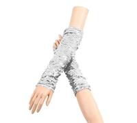 Sparkling Scales Print Fingerless Arm Warmers for Women - Glamorous Party Wear Long Sleeve Fingerless Gloves Ideal for Festive Occasions Dance Evening