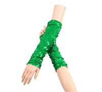 Sparkling Scales Print Fingerless Arm Warmers for Women - Glamorous Party Wear Long Sleeve Fingerless Gloves Ideal for Festive Occasions Dance Evening