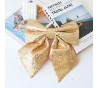 Sparkling Sequin Bow Ornament for Holiday and Christmas Tree Decoration with Foam Cotton Backing for Easy Use (Golden 25 * 20)