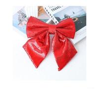 Sparkling Sequin Bow Ornament for Holiday and Christmas Tree Decoration with Foam Cotton Backing for Easy Use (Red 25 * 20)