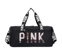 Sparkling Sequin Gym Bag - black, Stylish And Casual Travel Duffel With Separate Shoe Compartment - Large Capacity Carry-on