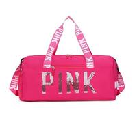 Sparkling Sequin Gym Bag - Rose Red, Stylish And Casual Travel Duffel With Separate Shoe Compartment - Large Capacity Carry-on