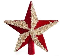 Sparkling sequined Christmas tree star featuring a timeless five pointed shape for seasonal decoration and festive celebration ambiance (Red Red Tree)