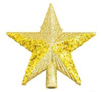 Sparkling sequined Christmas tree star featuring a timeless five pointed shape for seasonal decoration and festive celebration ambiance (Gold)