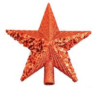 Sparkling sequined Christmas tree star featuring a timeless five pointed shape for seasonal decoration and festive celebration ambiance (Red)