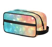 Sparkling Shape Heart Travel Toiletry Bag for Men ,Rainbows Hanging Dopp Kit - Waterproof Shaving Bag Bathroom Bags Wash Bag for Toiletries Accessories