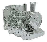 Sparkling Silver Glitter Train Ornaments for Christmas, Unique Kids' Decorations with Crushed Diamond Glitter, Durable Holiday Train Decor