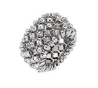 Sparkling Silver/Gold Tennis Crystal Rhinestone Adjustable Stretch Elastic Ring for Women Cocktail Party Costume Jewelry, Adjustable(7#-9#), Zinc Crystal, Crystal