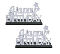 Sparkling Silver Happy Birthday Sign Table Centrepiece Decorations for 50th 70th 85th 90th Birthday Anniversary Table Decorations Gift