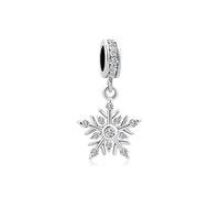 Sparkling Snowflake Dangle Charm fits Pandora Charms Bracelets Women Birthday Christmas Xmas Crystal Clear CZ