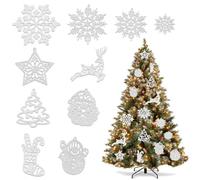 Sparkling Snowflake Ornaments, 42Pcs Silver Christmas Hanging Decors with String Glitter for Winter Holiday Xmas Decoration Indoor