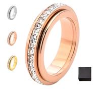 Sparkling Spinning Ring, Relieves Anxiety Ring,Rotatable Fidget Rings,Symbolizes Vows & Luck,Waterproof & Fade-Resistan (c,11)