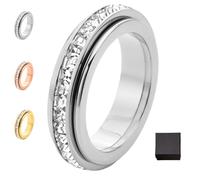 Sparkling Spinning Ring, Relieves Anxiety Ring,Rotatable Fidget Rings,Symbolizes Vows & Luck,Waterproof & Fade-Resistan (a,11)