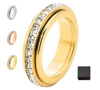 Sparkling Spinning Ring, Relieves Anxiety Ring,Rotatable Fidget Rings,Symbolizes Vows & Luck,Waterproof & Fade-Resistan (b,10)