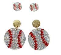 Sparkling Sport Ball Baseball Basketball Volleyball Rugby Earrings for Women Shining Gift for Sport Lover, 1, Resin, No Gemstone