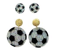 Sparkling Sport Ball Baseball Basketball Volleyball Rugby Earrings for Women Shining Gift for Sport Lover, 1, Resin, No Gemstone