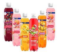 Sparkling Spring Water 500ml Drink - Random Mixed Pack of 10 Black Cherry Raspberry, Pink Grapefruit, Blood Orange, Pineapple Passion, Orange Mango, Strawberry Kiwi with Fruit Juice, Vitamin - Rbc