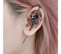 Sparkling Star And Moon Earring Fashionable Ear Needle Wrap Crawler Hook Earrings Jewelry, MYTH OF THE MOON Ear Hook Needle Piercing Earrin