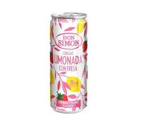 Sparkling Strawberry Lemonade 330 ml Cans Don Simon - Pack of 8 | Refreshing Fizzy Soft Drink with Strawberry & Lemon Flavour