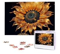 Sparkling Sunflower Wooden Puzzles 1000 Pieces Personalized Jigsaw Puzzle For Adults Interesting Custom Photo Puzzles Gift For Holiday Birthday Wedding Anniversay