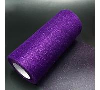 Sparkling Tulle Ribbon Roll 25 Yards 15cm Glitter Sequin Tulle Roll Mesh Baby Shower DIY Gift Handicraft Tutu Skirt Party Chair Sash Wedding Party Decoration (Dark Purple)
