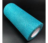 Sparkling Tulle Ribbon Roll 25 Yards 15cm Glitter Sequin Tulle Roll Mesh Baby Shower DIY Gift Handicraft Tutu Skirt Party Chair Sash Wedding Party Decoration (Tiff Blue)