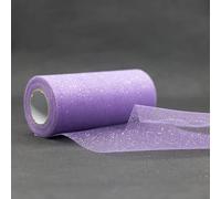 Sparkling Tulle Ribbon Roll 25 Yards 15cm Glitter Sequin Tulle Roll Mesh Baby Shower DIY Gift Handicraft Tutu Skirt Party Chair Sash Wedding Party Decoration (Light Purple)