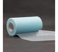 Sparkling Tulle Ribbon Roll 25 Yards 15cm Glitter Sequin Tulle Roll Mesh Baby Shower DIY Gift Handicraft Tutu Skirt Party Chair Sash Wedding Party Decoration (Light Blue)