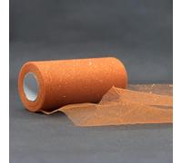 Sparkling Tulle Ribbon Roll 25 Yards 15cm Glitter Sequin Tulle Roll Mesh Baby Shower DIY Gift Handicraft Tutu Skirt Party Chair Sash Wedding Party Decoration (Orange)