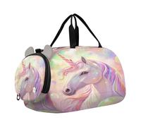 Sparkling Unicorn Balloon Pink Kids Travel Duffel Bag for Boys Girls Overnight Weekend Tote Bag with Shoes Compartment for Sleepover Trip Beach