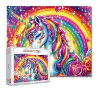 Sparkling Unicorn Jigsaw Puzzle，Rainbow Pony with Colorful Gemstones 1000 Pieces Jigsaw Puzzles for Adults，27 x 20 Inches Puzzles ，HD Quality Puzzle Gift，Family Activity Perfect for Game Night
