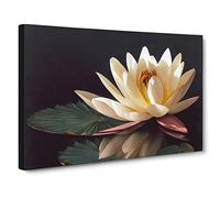 Sparkling Water Lily Flower Canvas Print | Gallery Wrapped 30mm Frame Wall Art | 30x20 inches | Ready to Hang | Contemporary Floral Picture | Living Room Bedroom Lounge Office