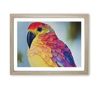 Sparkling Watercolour Bird Framed Wall Art Print A2 Oak