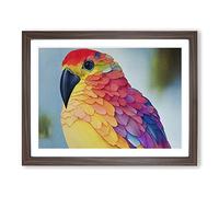 Sparkling Watercolour Bird Framed Wall Art Print A2 Walnut