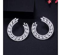 Sparkling White Cubic Zircon Half Round Big Stud Earrings For Women Jewelry