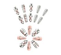 Sparkling Winter Christmas Stick On Nails Glossy Acrylic False For Women 24Pcs Press On Manicure Set Christmas Press On Nails