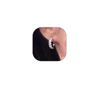 Sparkling Zirconia Clip On Hoop Earrings for Women Minimalist Silver Crystal Cluster Circle Non Piercing Huggie Earrings Dainty Wedding Jewelry Gift, L, Metal, No Gemstone