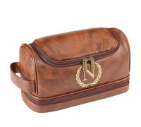 Sparklove Personalized Initial Toiletry Bag for Men, Monogrammed Engraved Mens leather Toiletry Travel Bag,Unique Gift for Him, Dad, Groomsmen, Birthday, Anniversary, Father, Son, Husband