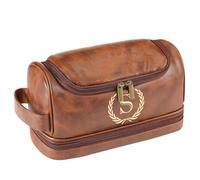 Sparklove Personalized Initial Toiletry Bag for Men, Monogrammed Engraved Mens leather Toiletry Travel Bag,Unique Gift for Him, Dad, Groomsmen, Birthday, Anniversary, Father, Son, Husband