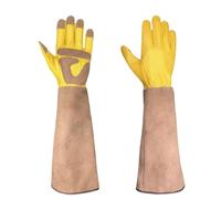 SparklWLeaf Long Gardening Gloves Safety Long Gardening Gloves Wear-resistant Thickened Work Anti Stab Cowhide Labor Protection Glovess Beekeeping(XL)