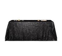 SparklWLeaf Sequin Table Cloth Sequin Table Cloth Rectangular Glitter Tablecloth for Wedding Party Event Home Decor(Black,50inch X 80inch)