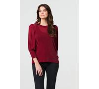 Sparkly 3/4 Puff Sleeve Mesh Top Izabel London Red 8