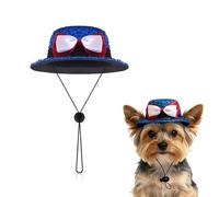 Sparkly 4th of July Pet Hat for Cats Dogs Red White and Blue Pet Bucket Hat with Bow 250th Anniversary Independence Day Small Dog Hat Glitter Memorial Day Cat Hat Shiny Fourth of July Small Pet Cap