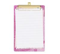 Sparkly Acrylic Clipboard - Cute A6 Mini Pocket Clipboard with Gold Clip - Decorative Glitter Memo Pad Holder for Nurses, Teachers & Office Desk Accessories - Lightweight & Durable