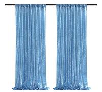 Sparkly Baby Blue Sequin Backdrop Curtains 2 Panels Wedding Backdrop Party Photography Background 2FTx8FT …