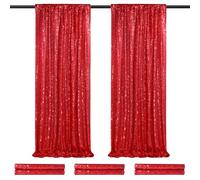 Sparkly Backdrop Curtains 6 Pcs 2ftx8ft Red Birthday Party Curtains