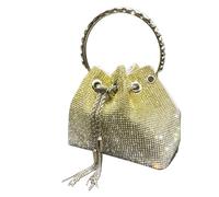 Sparkly bag Handle Rhinestones Evening Clutch Bag Purses And Handbag Shoulder Bags Shiny Crystal Purse Bucket Diamond evening bag(Yellow)