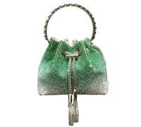 Sparkly bag Handle Rhinestones Evening Clutch Bag Purses And Handbag Shoulder Bags Shiny Crystal Purse Bucket Diamond evening bag(Green)