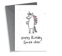 Sparkly Birthday Card - Magical Unicorn - Happy Birthday Sparkle Chops